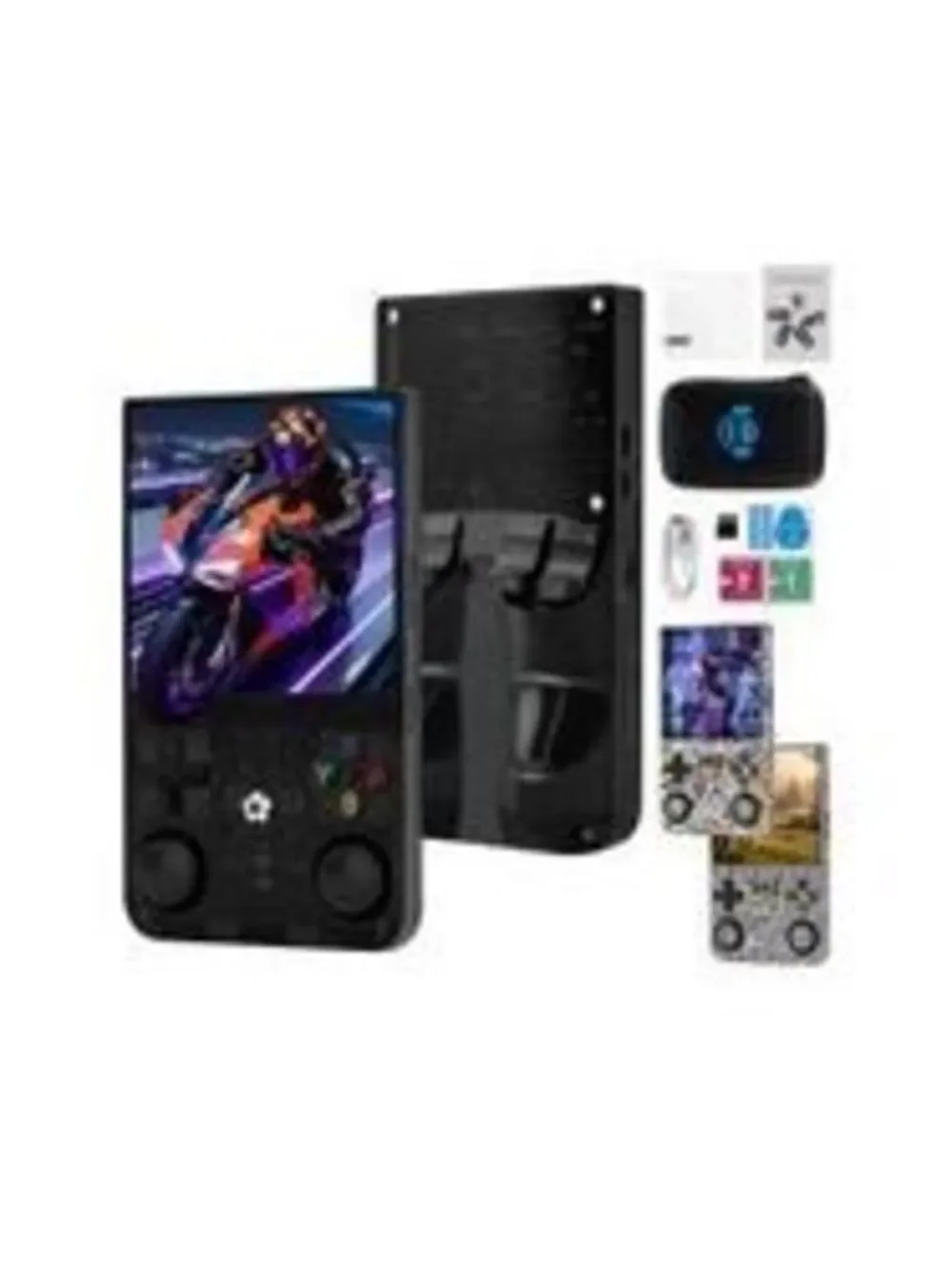 R36MAX Retro Handheld Game Console, 4.0 Inch IPS Screen, Black